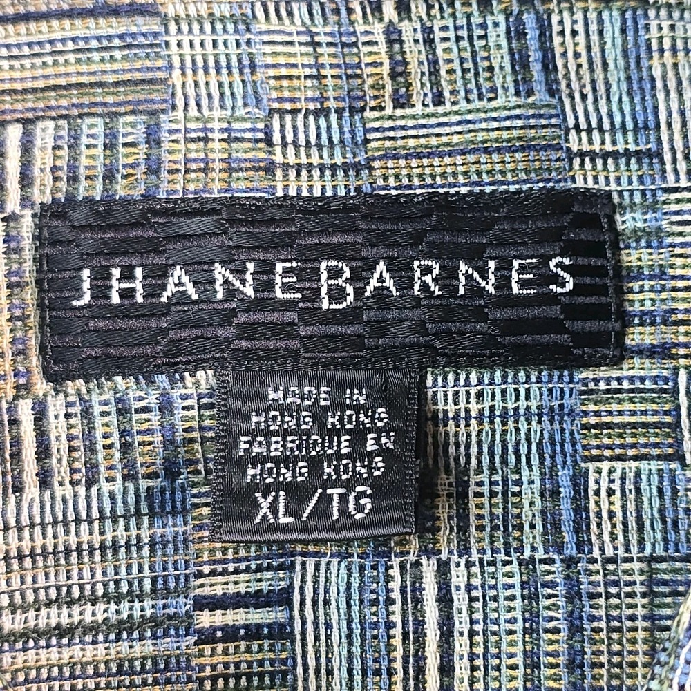 Jhane Barnes XL Geometric Woven Japan Fabric Button Front Shirt Mens‎ Blue - Picture 4 of 10